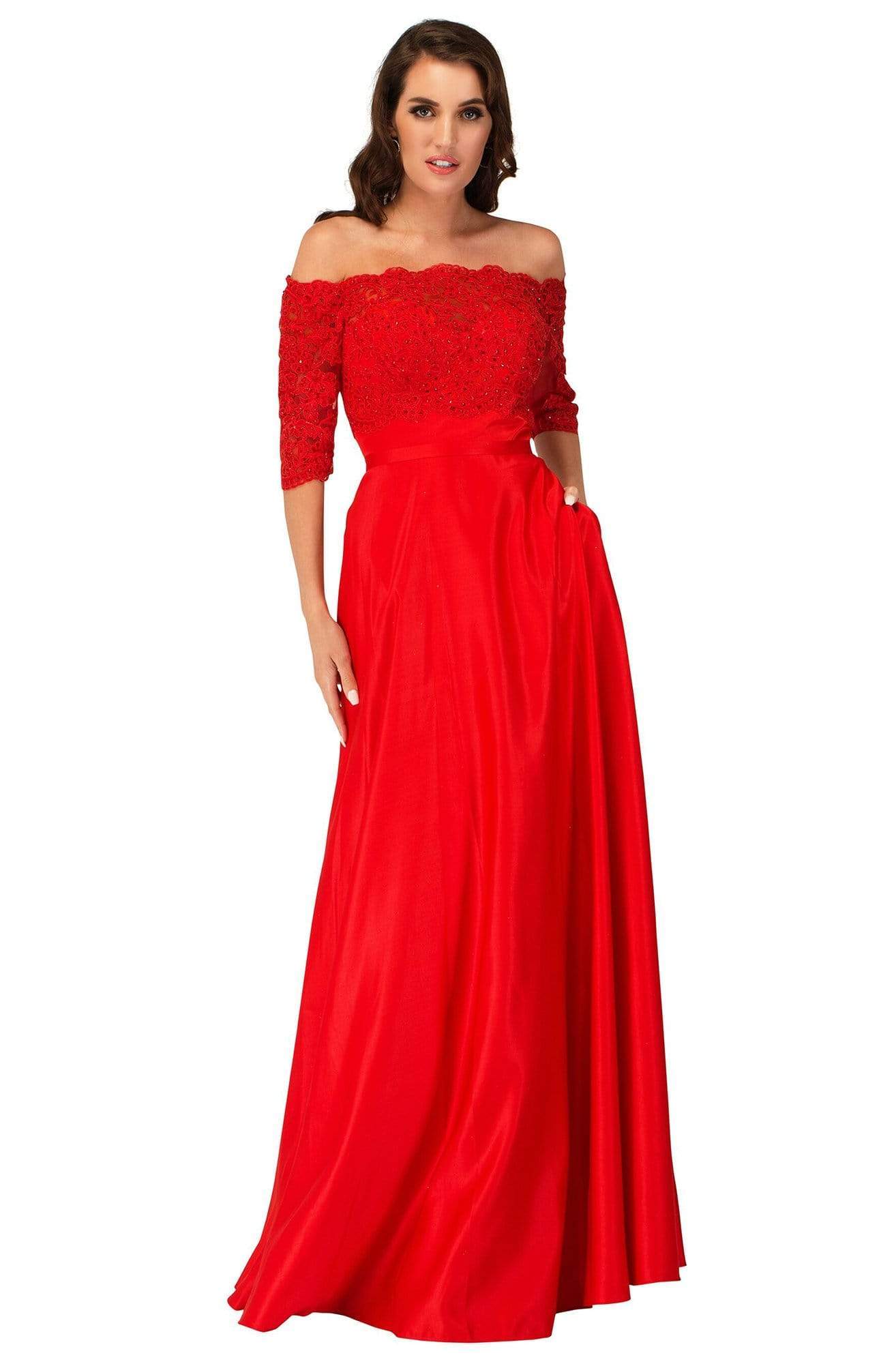 Image of Cecilia Couture - 2143 Straight Across Scallop Long Dress