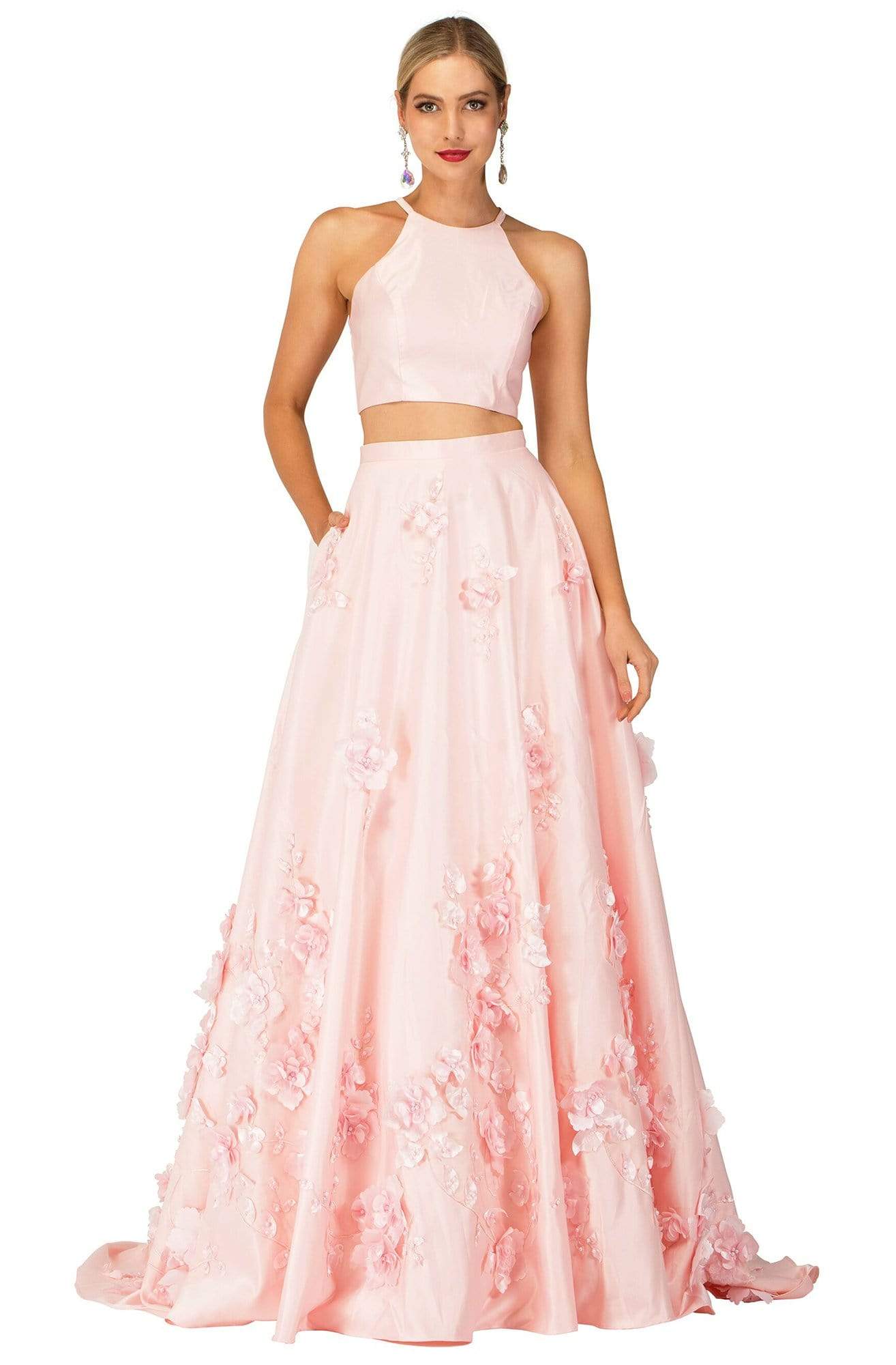 Image of Cecilia Couture - 2145 Two-Piece Halter Neck Long Dress