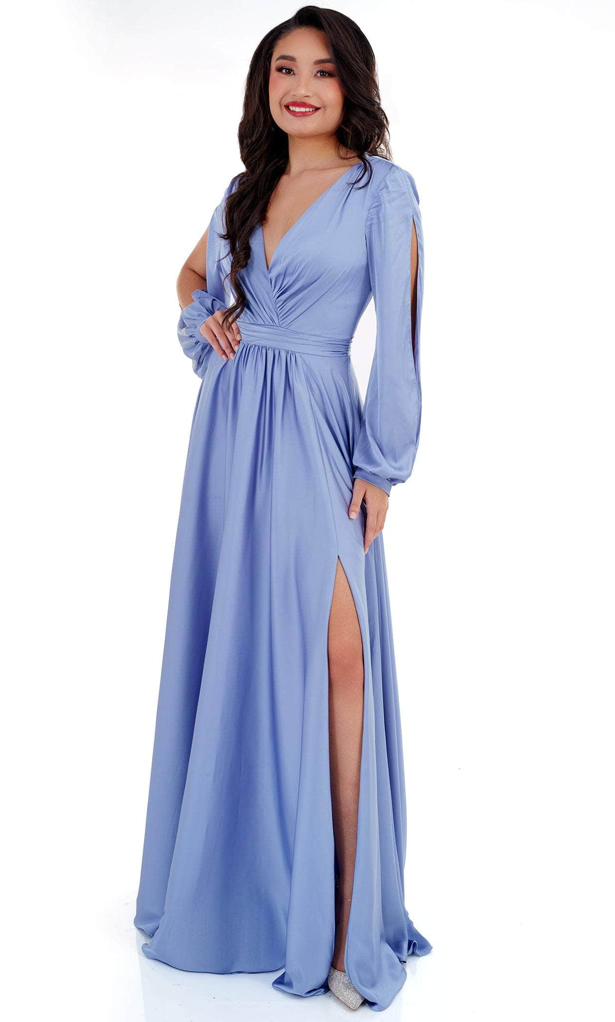 Image of Cecilia Couture 2520 - Open Long Sleeve A-Line Prom Dress