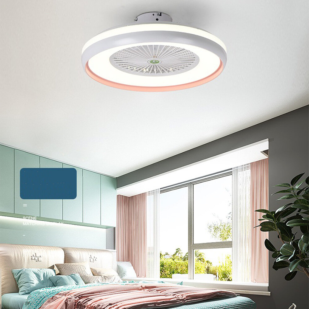 Image of Ceiling Fan with Lighting LED Light Stepless Dimming Adjustable Wind Speed Remote Control Without Battery Modern LED Cei