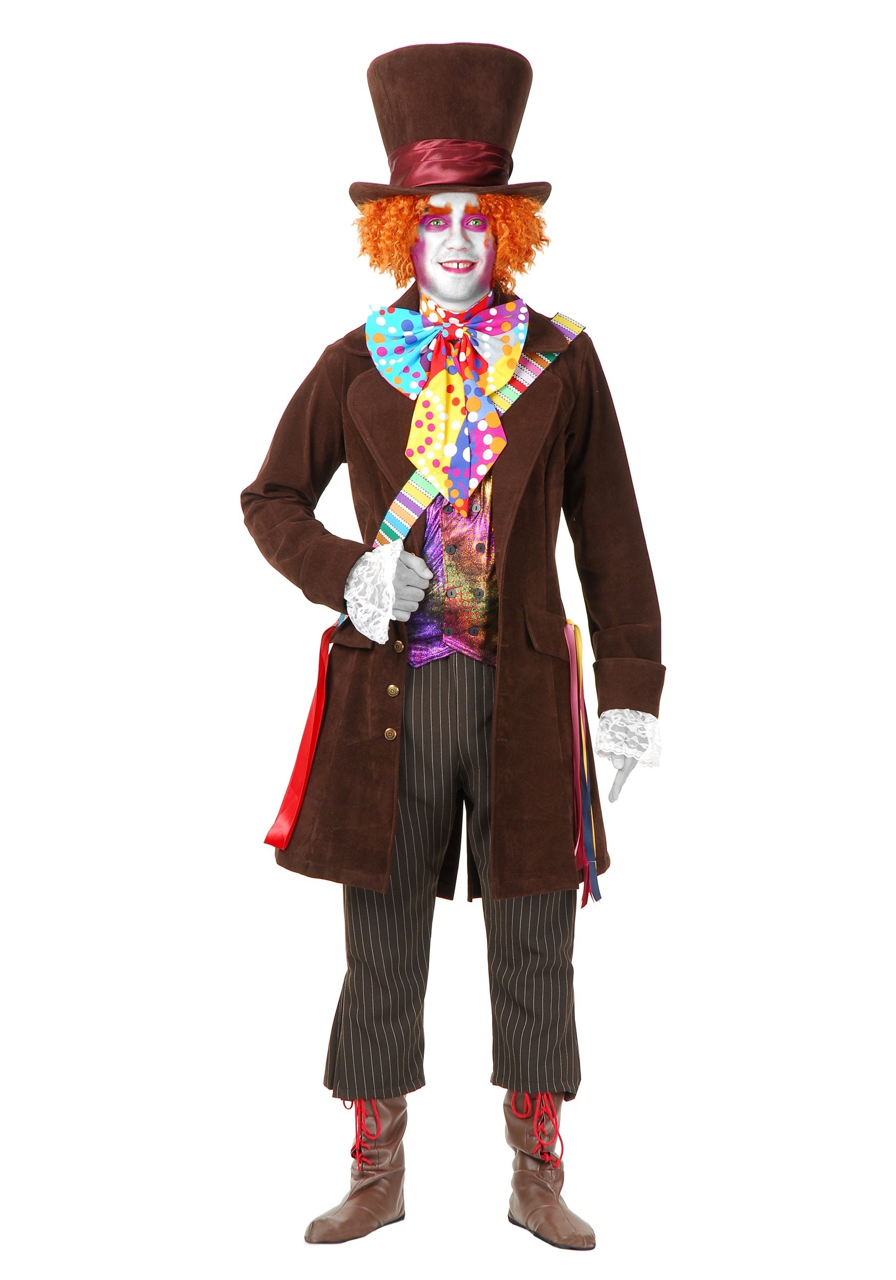 Image of Charades Deluxe Men's Mad Hatter Costume W/ Vest Jacket & Bow Tie