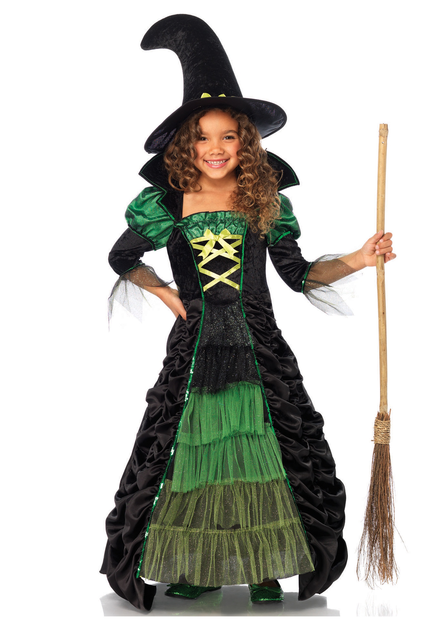 Image of Child Storybook Green Witch Costume | Girl's Witch Costumes ID LEC49089-L
