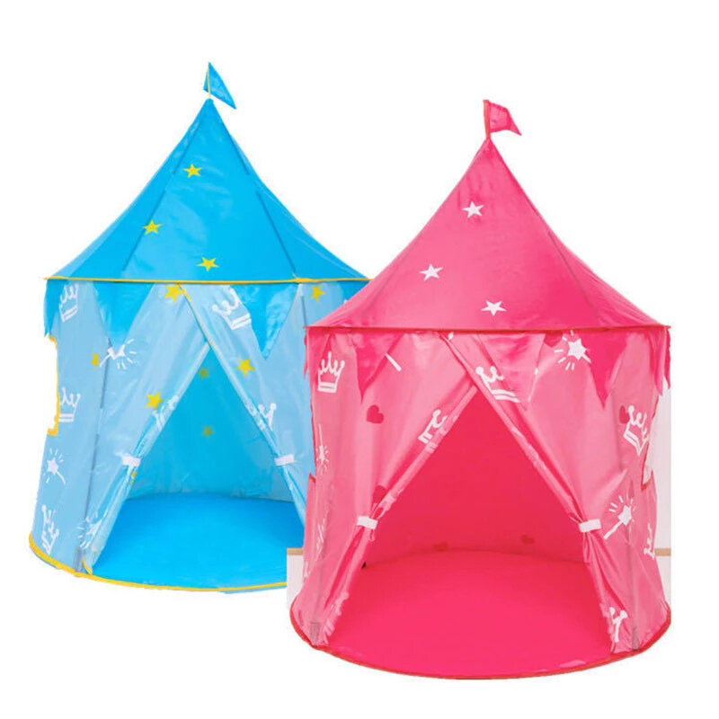 Image of Children Princess Castle Play Tent Kids Game Tent House Portable Toys Baby Indoor Outdoor Play House Toys Pink Tent
