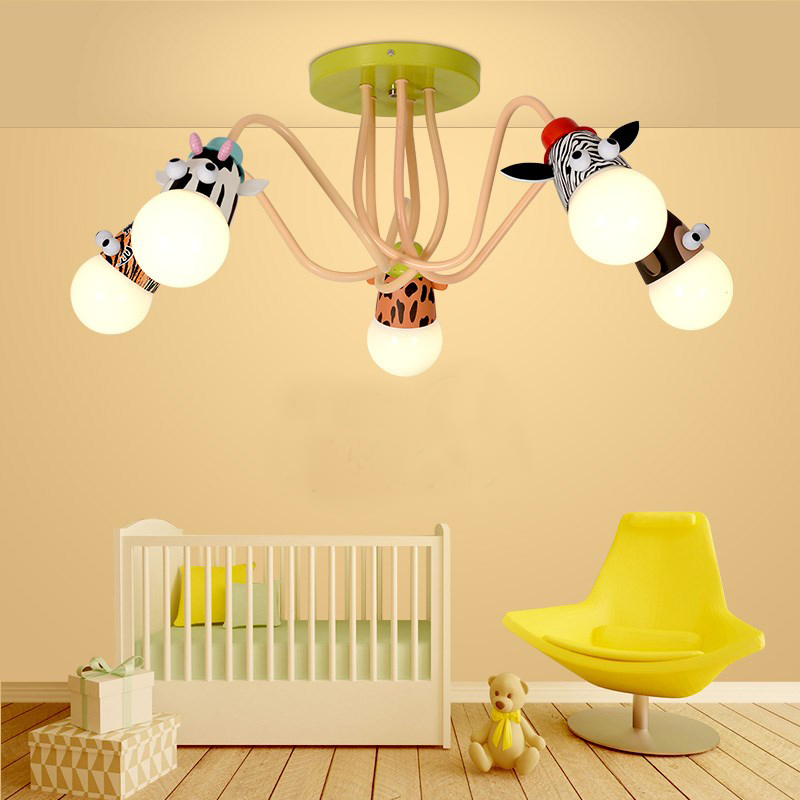 Image of Children&#039s room lamp bedroom cartoon LED ceiling lights American restaurant study lamp modern brief animal creative lighting