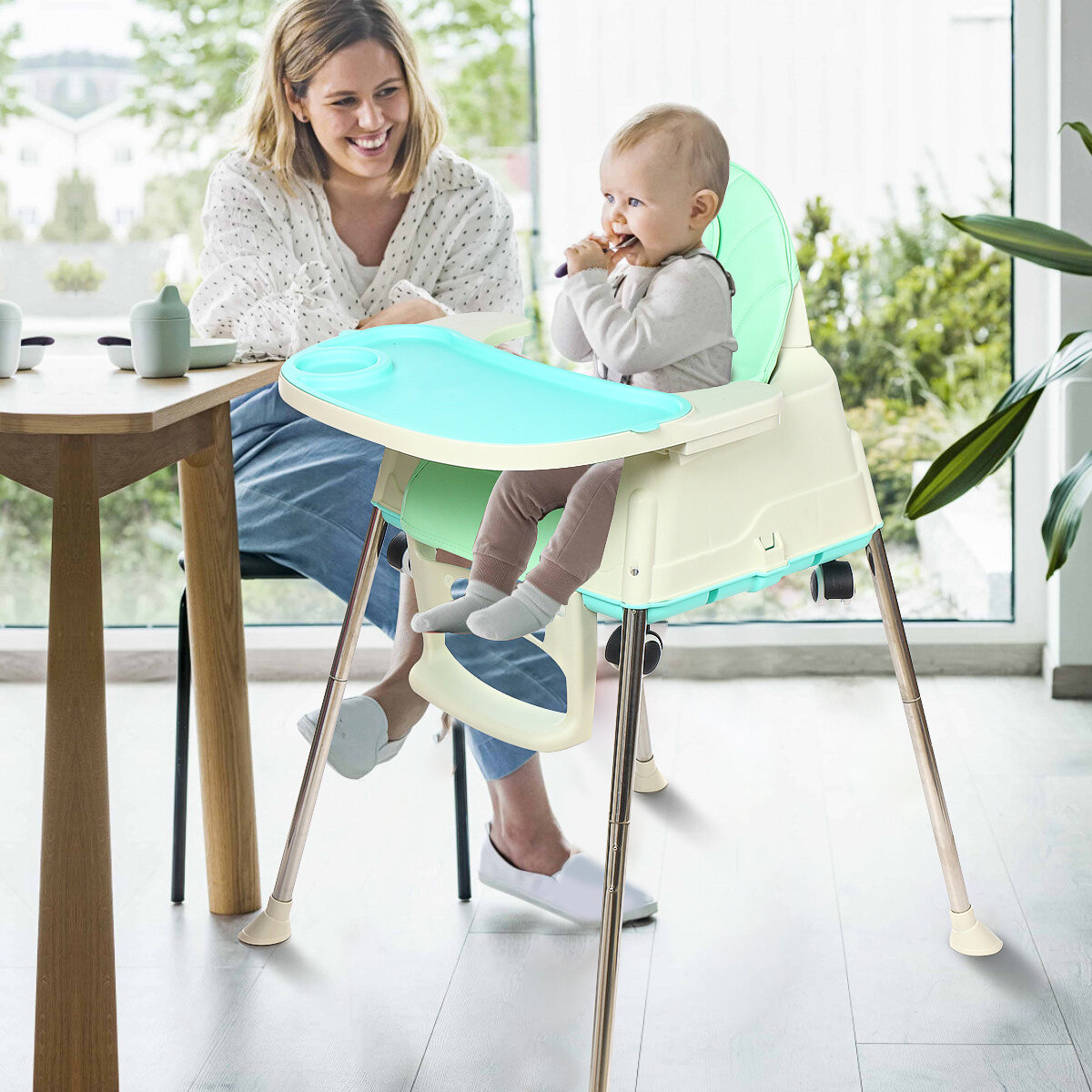 Image of Children's Dining Chair Baby Eating Table BB Plastic Multifunctional Dining Chair Men and Women Baby Game Dining Chair P