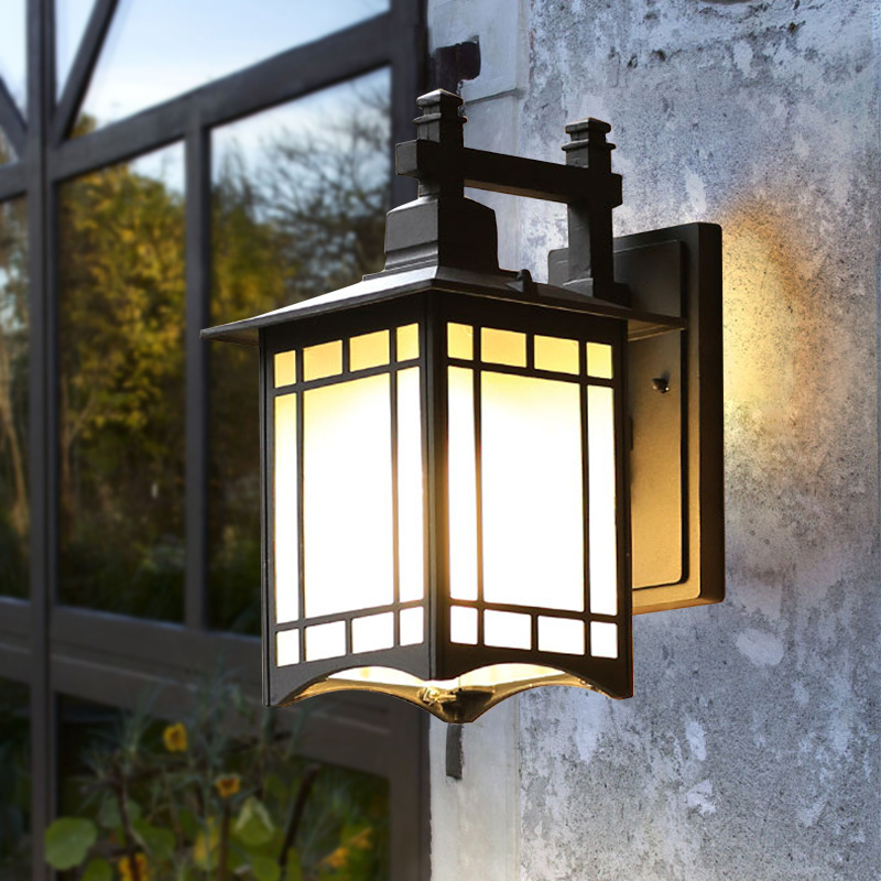 Image of Chinese Power Wall Lantern Light Lamp Garden Weatherproof led Modern Lights Modern Outdoor Pathway Lighting