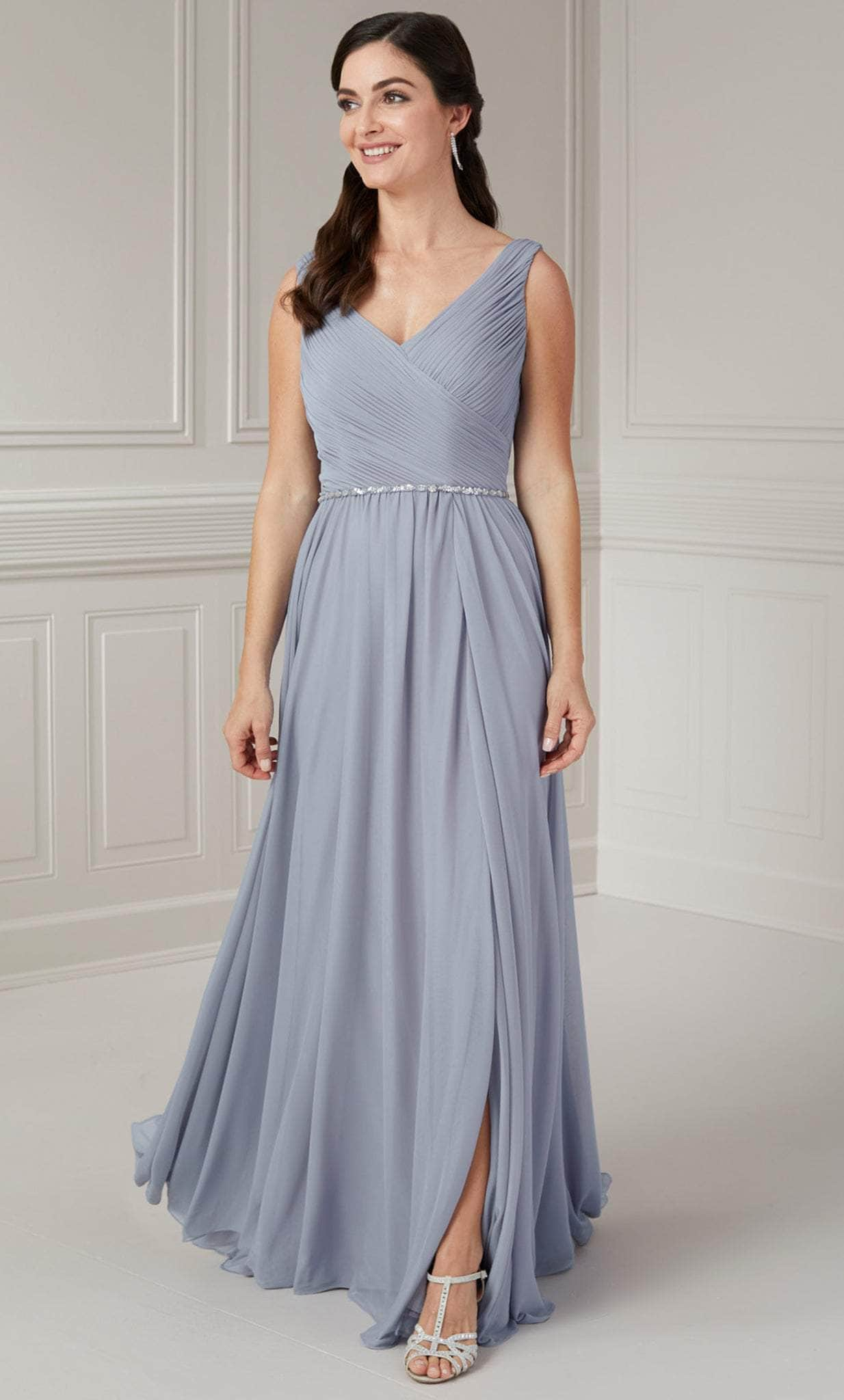 Image of Christina Wu Elegance 17129 - Pleated V-Neck Evening Gown