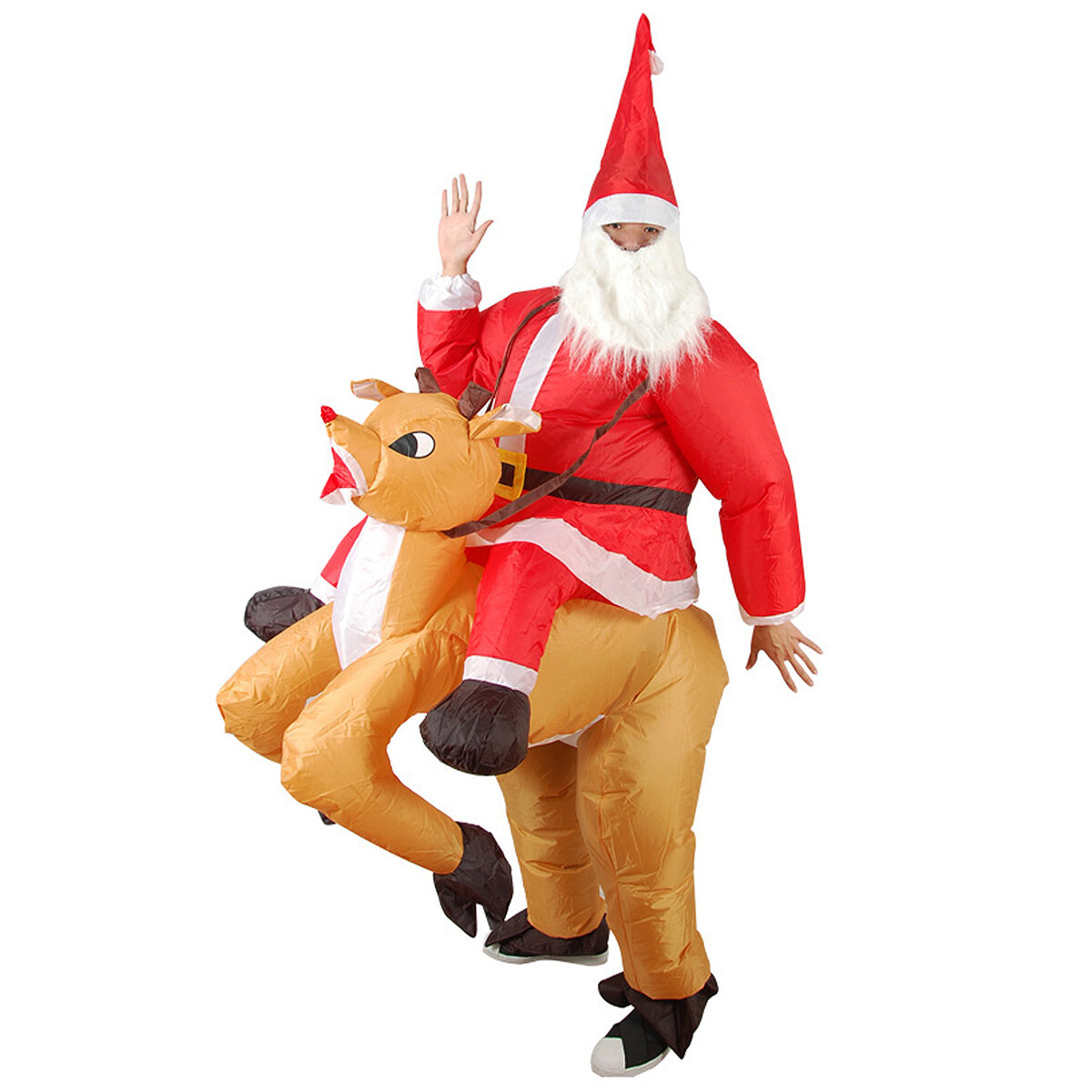 Image of Christmas Party Home Decoration Inflatable Ride Deer Santa Claus Costume Toys Props For Kids Gift
