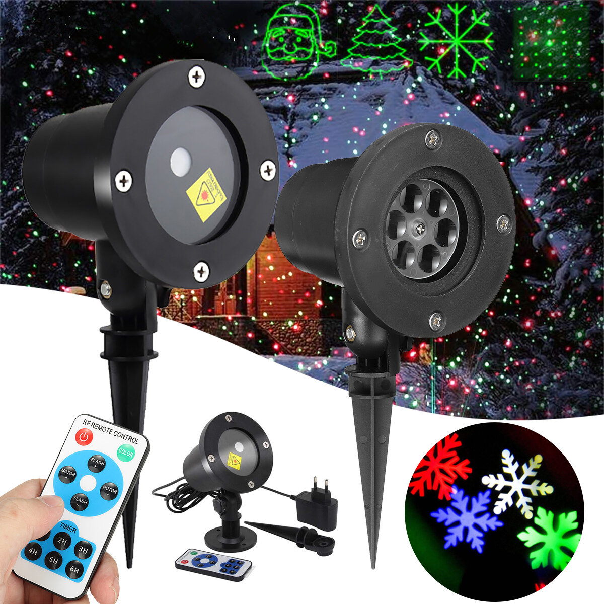 Image of Christmas Party LED Light Full Sky Star Laser Projector Red Green Laser Lamp For Outdoor Garden Lawn
