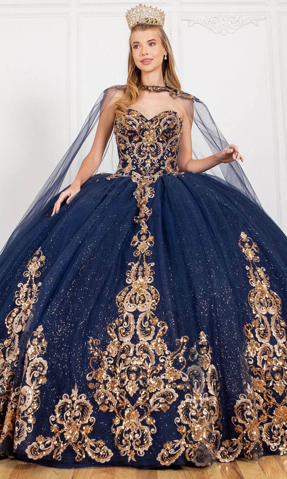 Image of Cinderella Couture 8063J - Floral Applique Sweetheart Ballgown