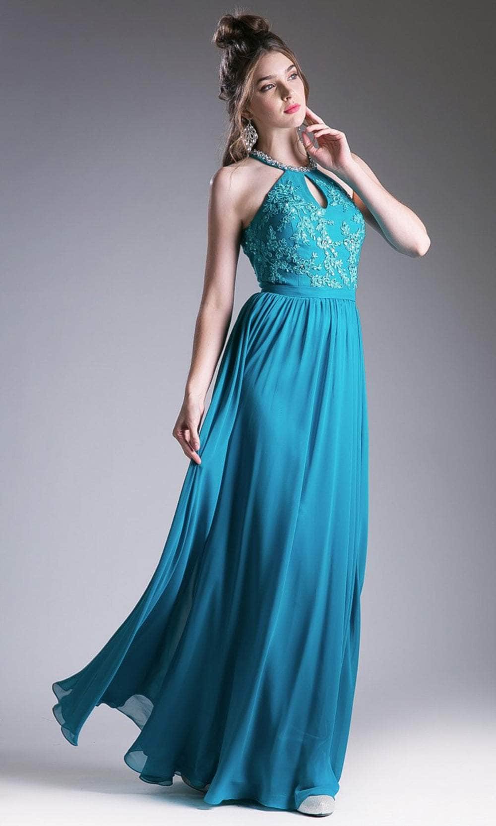 Image of Cinderella Divine 1006 - Keyhole Front Pleated A-line Dress