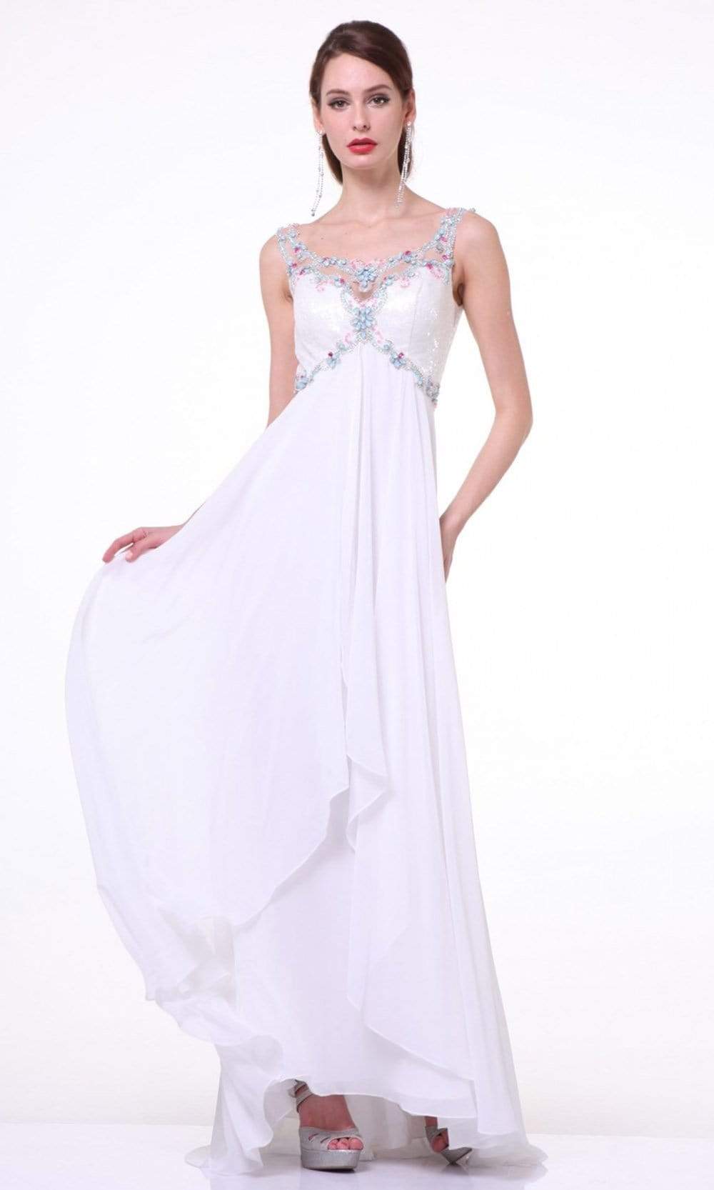 Image of Cinderella Divine - 57 Sleeveless Beaded Illusion Scoop A-Line Dress