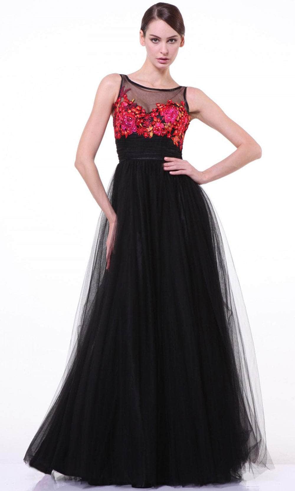 Image of Cinderella Divine 7969 - Floral Applique V Back Prom Dress