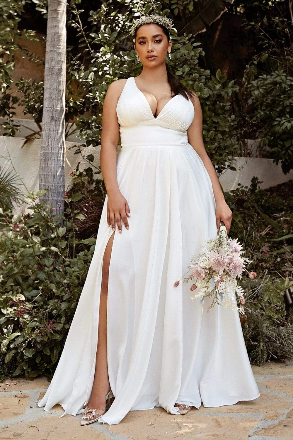 Image of Cinderella Divine Bridal - 7469WW Plus Size Empire Bridal Dress