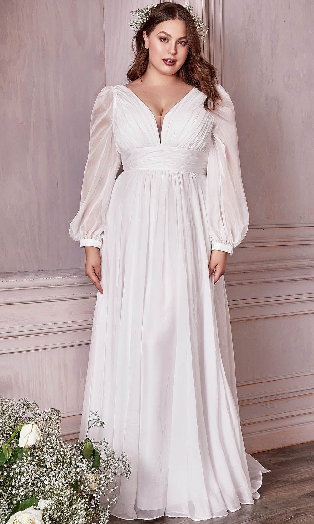 Image of Cinderella Divine Bridal CD0192W - V-neck Bridal Gown