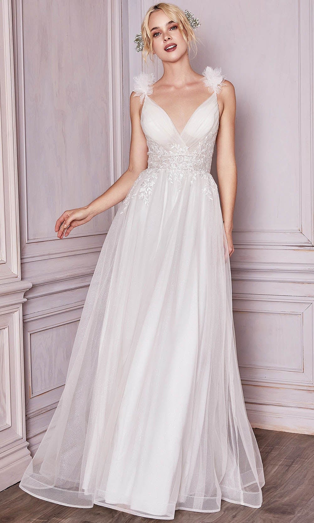 Image of Cinderella Divine Bridal CD971W - V-neck Bridal Gown