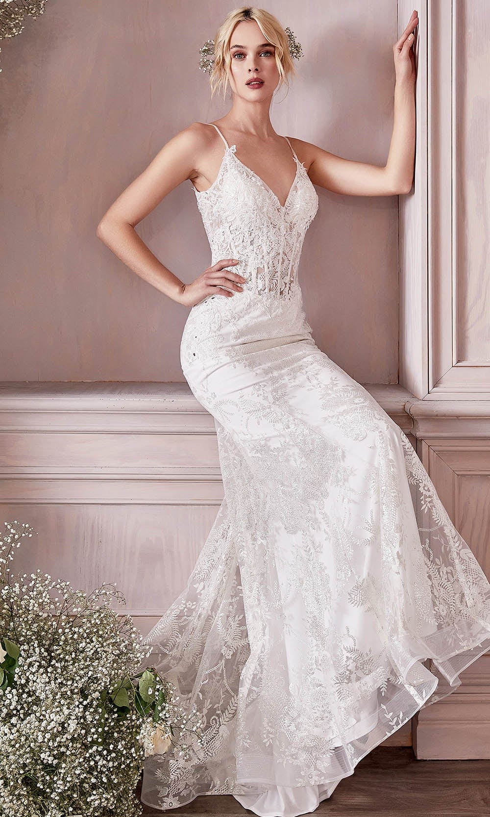 Image of Cinderella Divine Bridal J825W - V-neck Bridal Gown