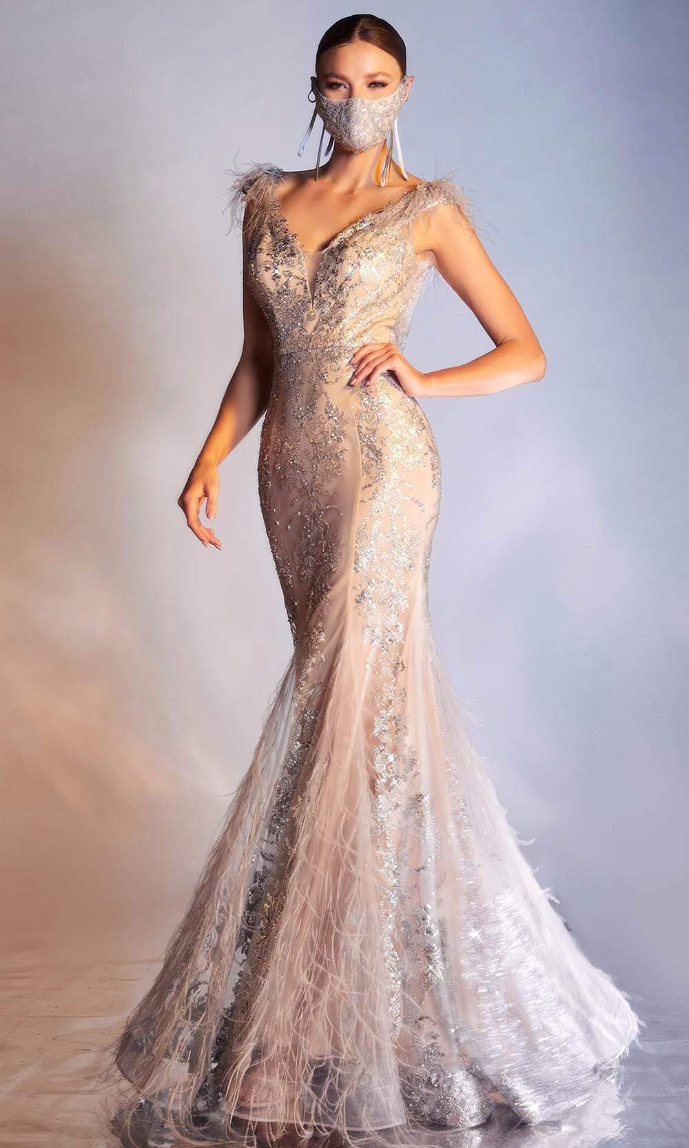 Image of Cinderella Divine - C57 Embellished Deep V Neck Mermaid Gown