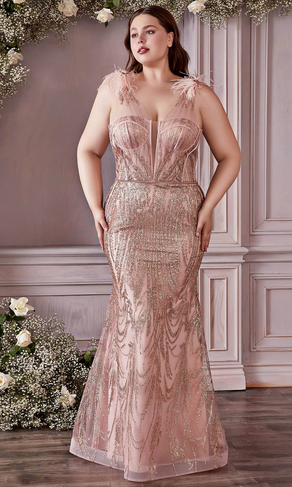 Image of Cinderella Divine CB087C - Sheer Straps Trumpet Gown