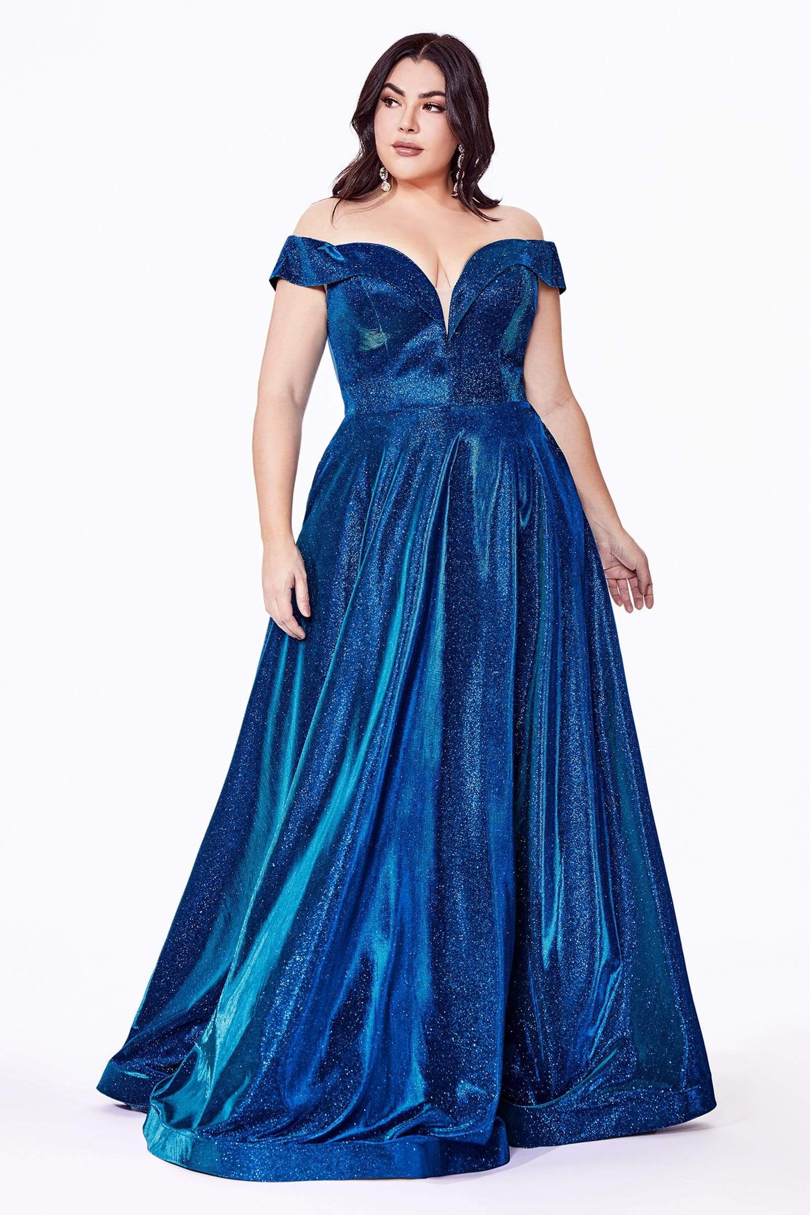 Image of Cinderella Divine - CD210C Metallic Glitter One Shoulder A-Line Gown