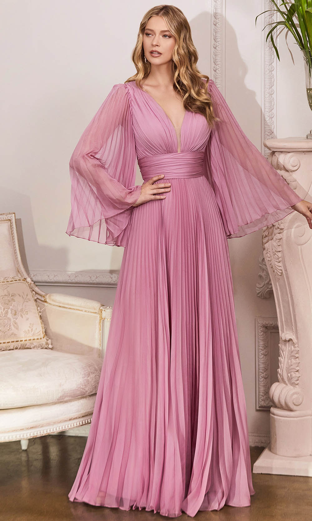 Image of Cinderella Divine CD242 - Flutter Sleeve Evening Dress