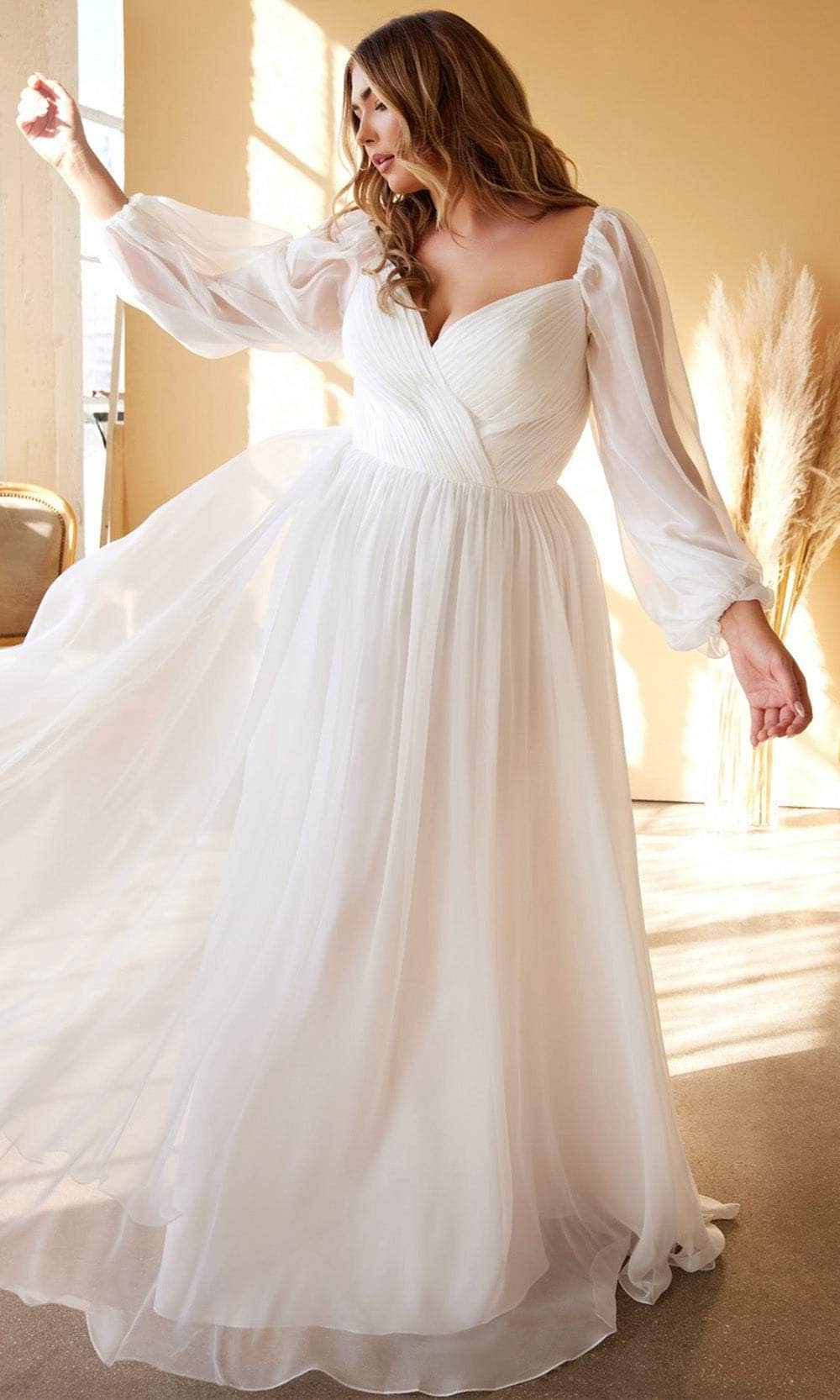 Image of Cinderella Divine CD243WC - Sheer Long Sleeve Wedding Gown