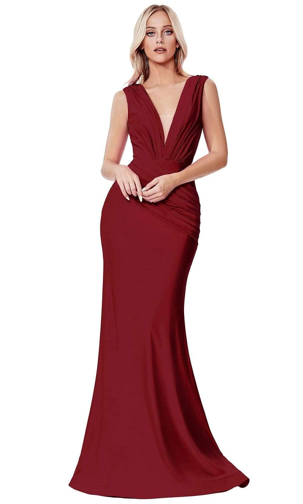 Image of Cinderella Divine - CD912 Sleeveless V Neck Mermaid Long Evening Gown