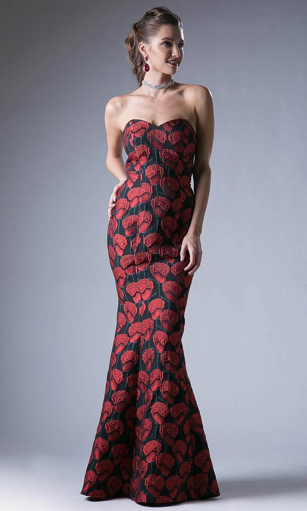 Image of Cinderella Divine CF155 - Printed Strapless Evening Gown