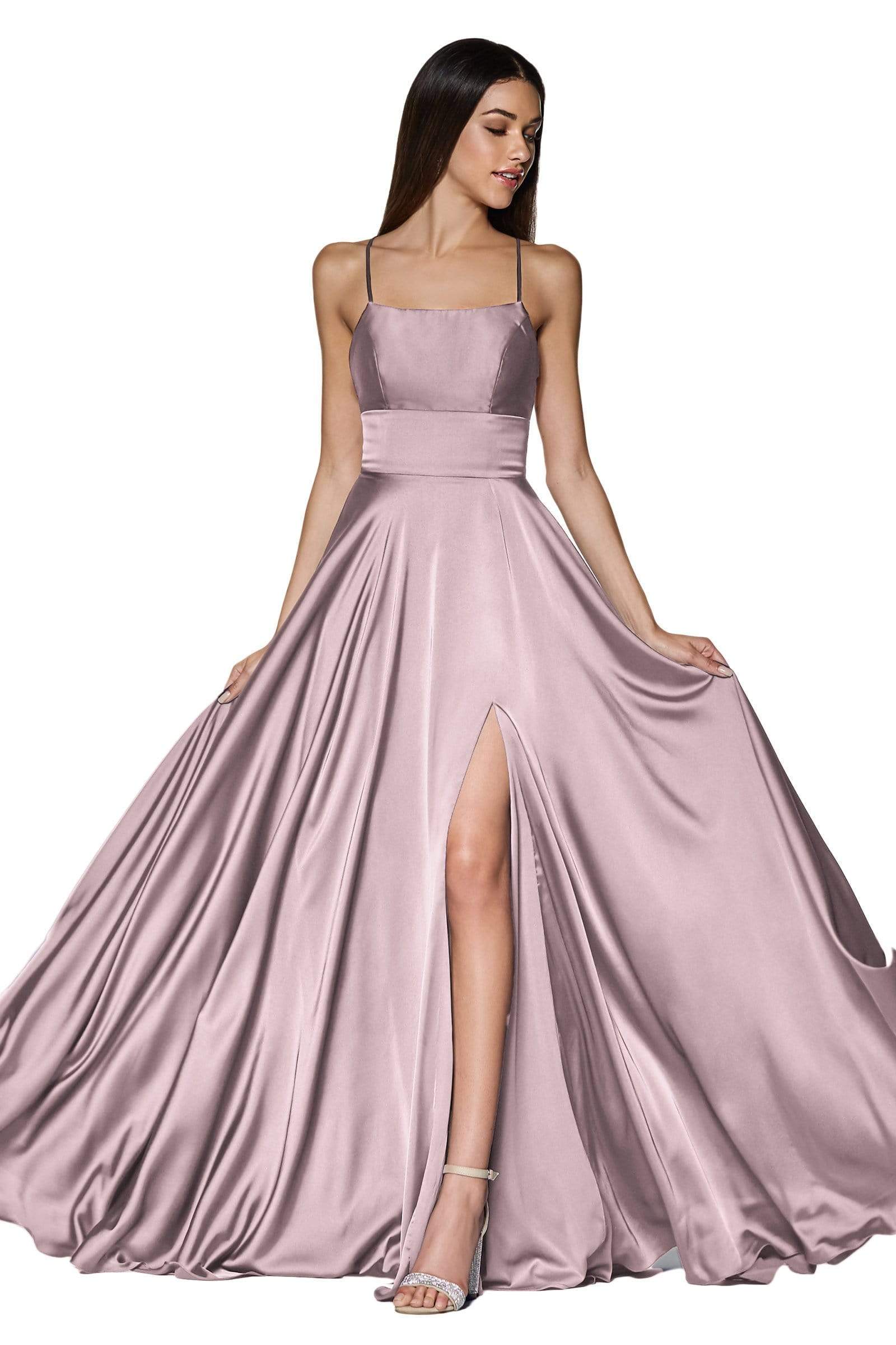 Image of Cinderella Divine - CJ527 Long Crisscross Back Satin A-Line Dress