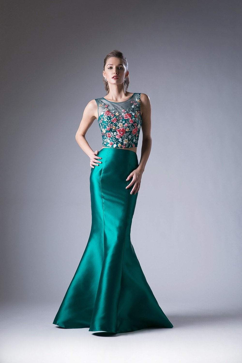 Image of Cinderella Divine - HW03 Two Piece Floral Appliqued Mermaid Gown