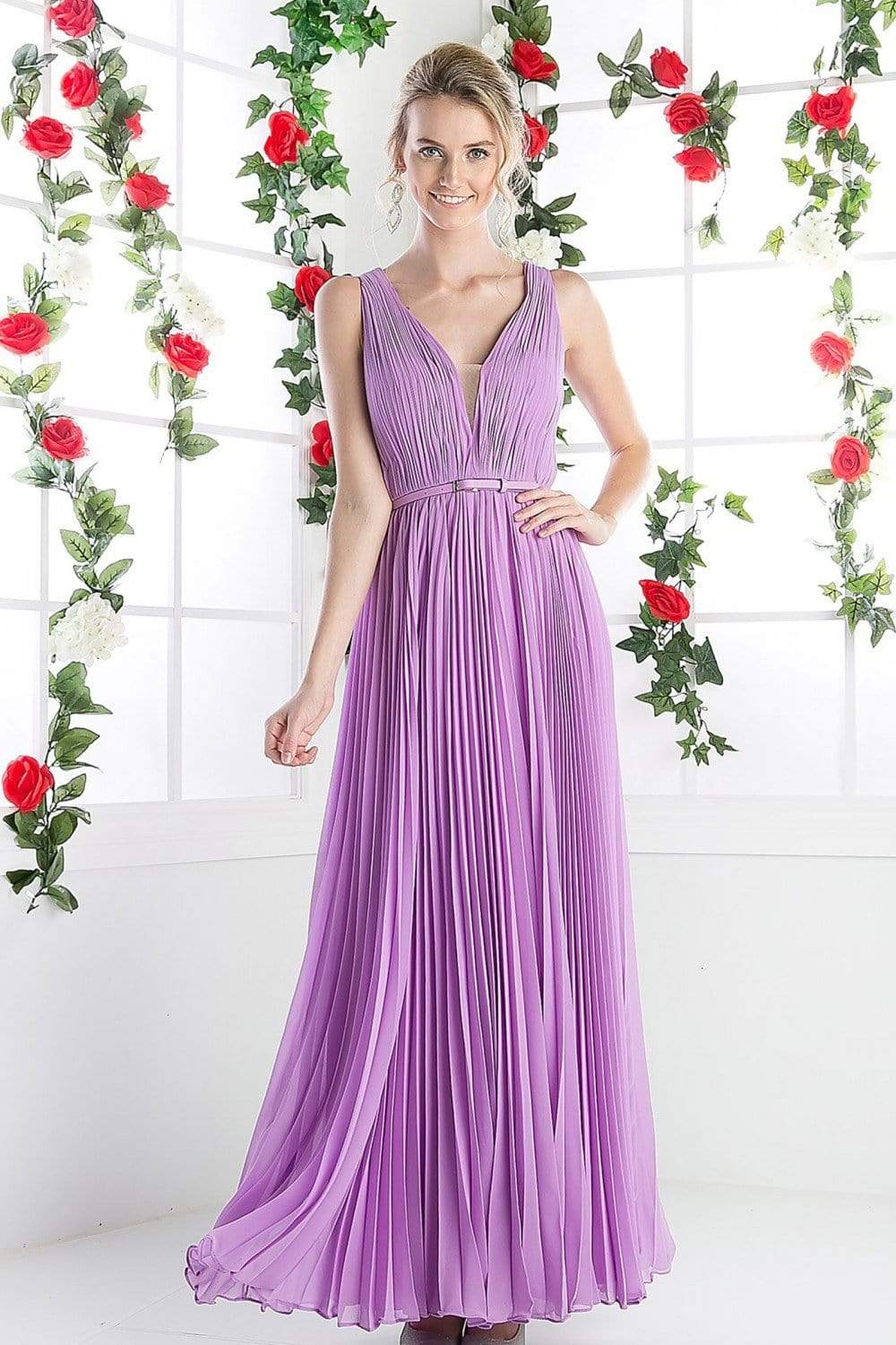 Image of Cinderella Divine - Pleated V-neck A-line Dress