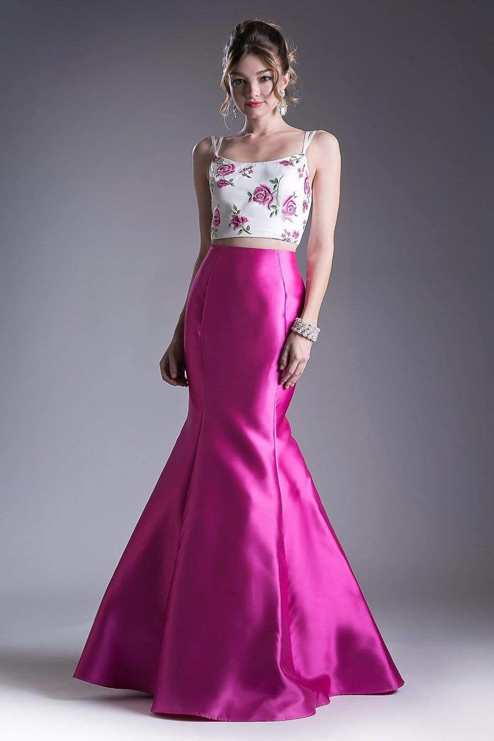 Image of Cinderella Divine - Two Piece Floral Mermaid Evening Dress