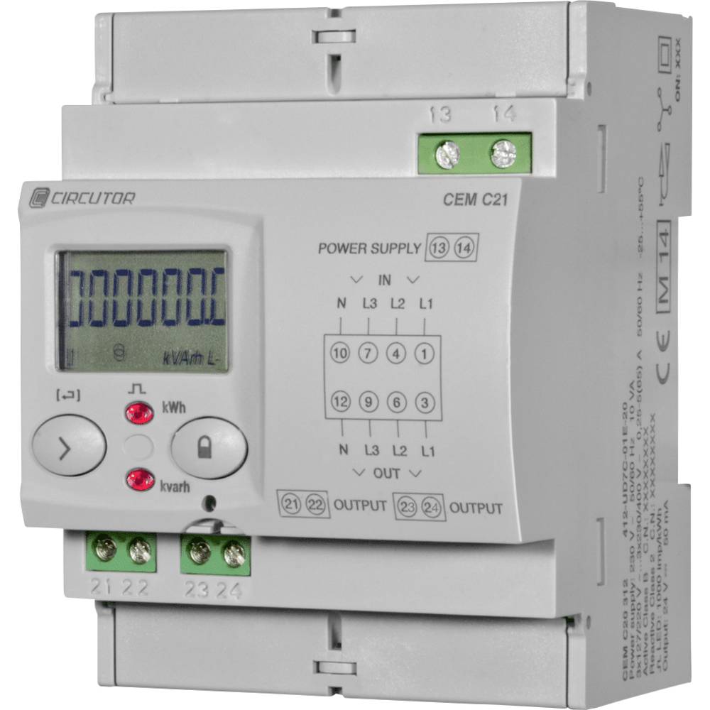 Image of Circutor CEM-C21-485-T1-MID Electricity meter (3-phase) Digital 65 A MID-approved: Yes Single 1 pc(s)