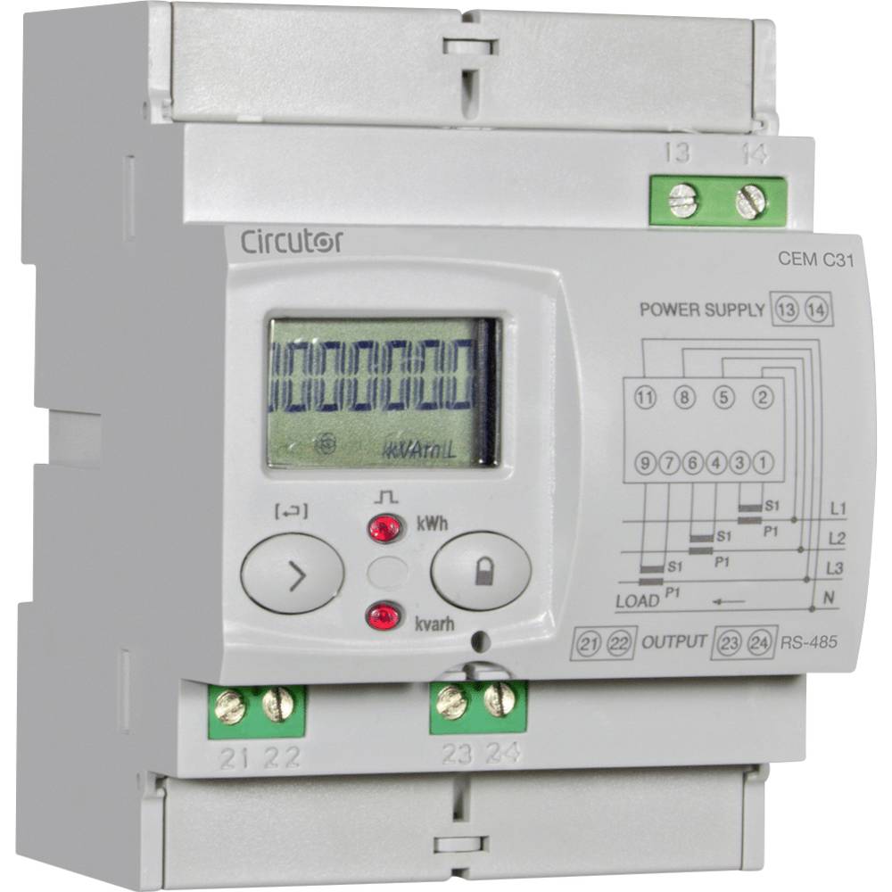 Image of Circutor CEM-C31-485-T1 Electricity meter (3-phase) incl converter jack Digital 10 A Single 1 pc(s)