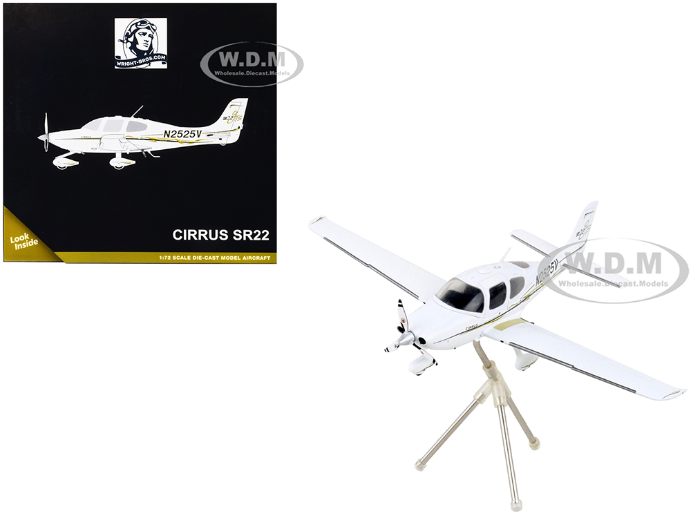 Image of Cirrus SR22 Composite Aircraft "N2525V" White "Gemini General Aviation" Series 1/72 Diecast Model Airplane by GeminiJets