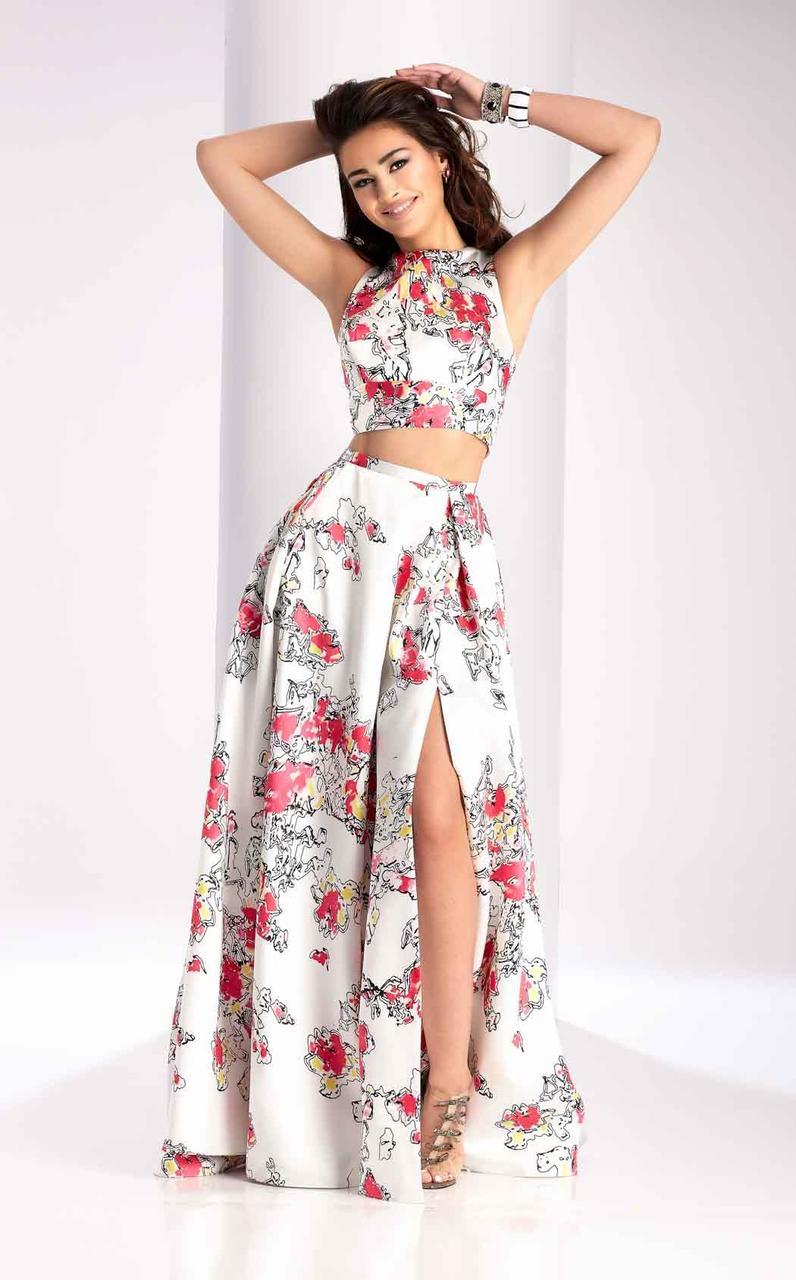 Image of Clarisse - 3002 Two Piece Printed Mikado Dress