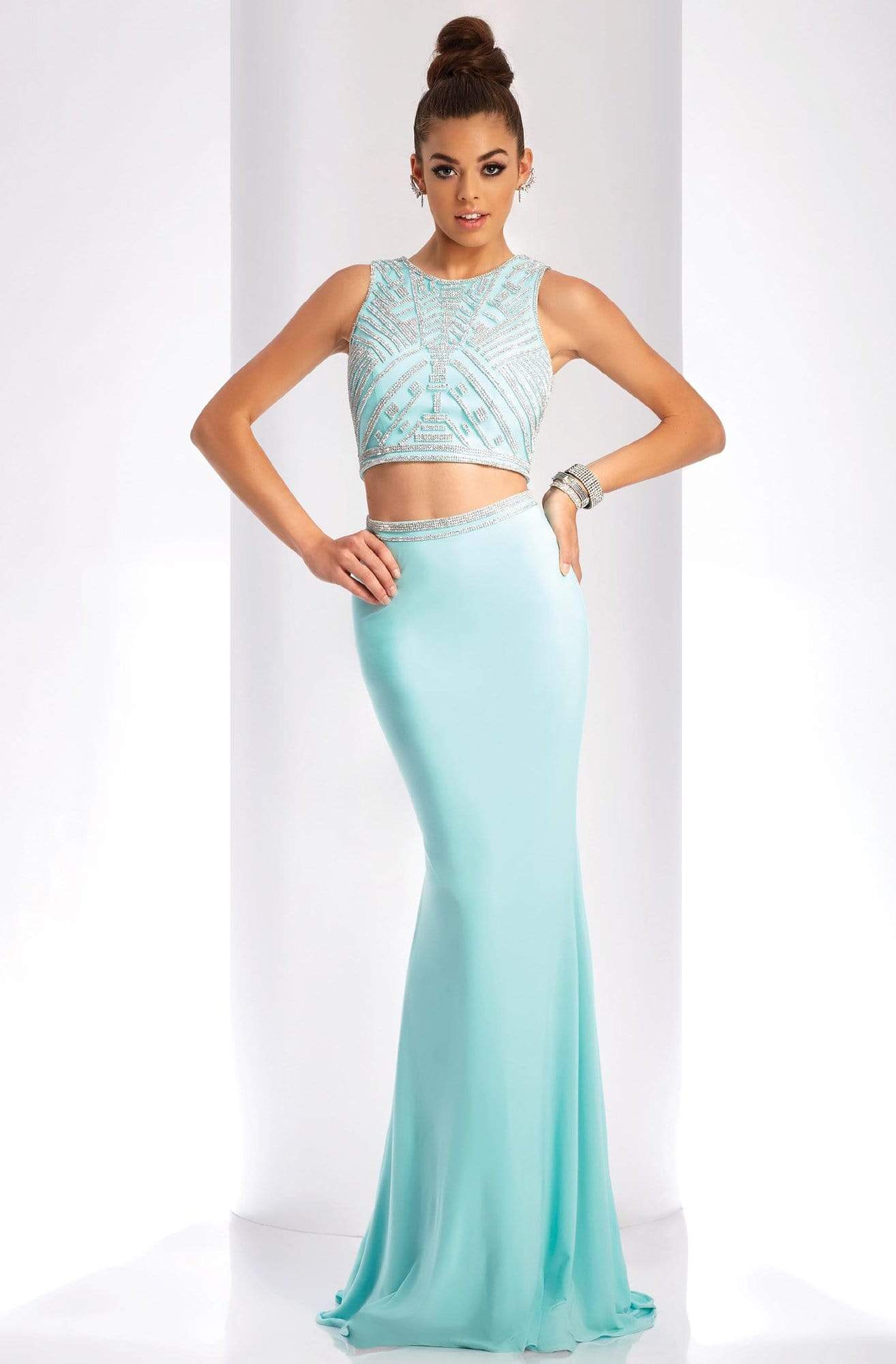 Image of Clarisse - 3438 Two-Piece Crystal Ornate Sheath Gown