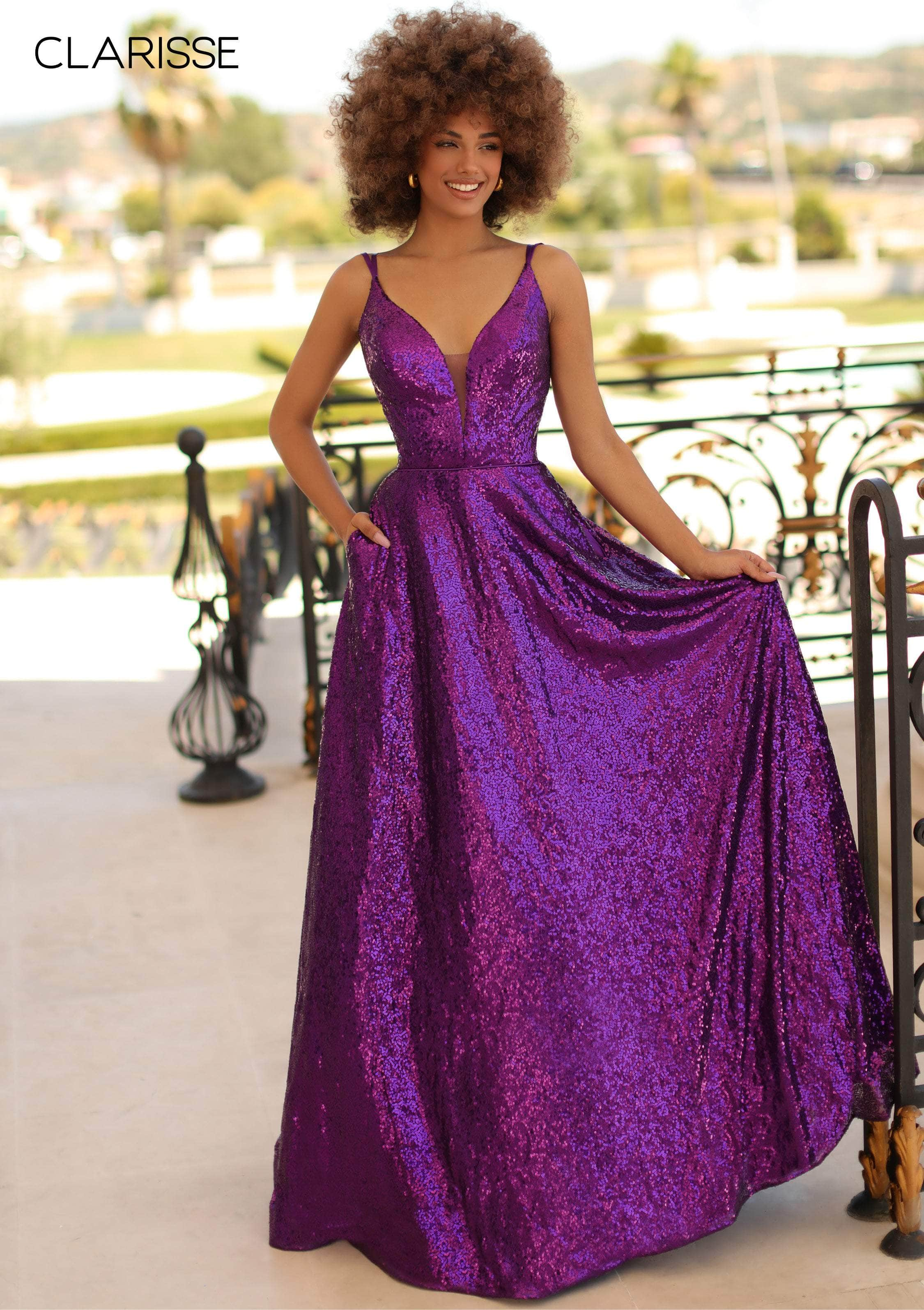 Image of Clarisse - 810297 Sequin V-Neck Gown