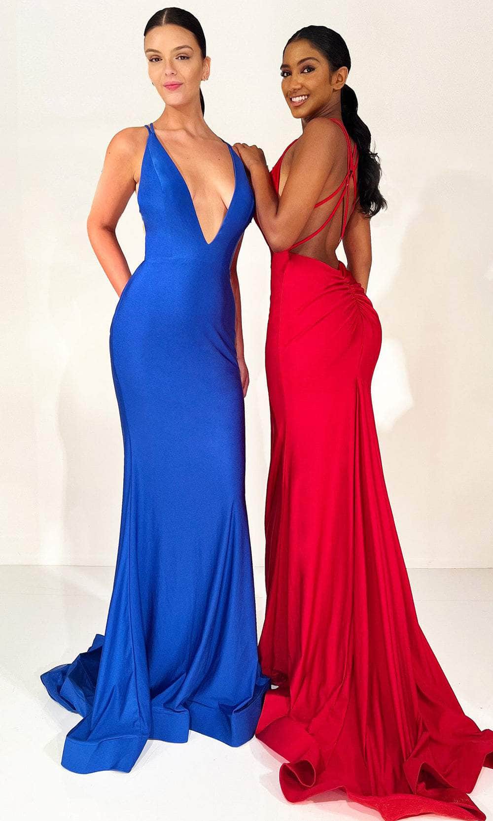 Image of Clarisse 810437 - Plunging V-Neck Jersey Prom Gown