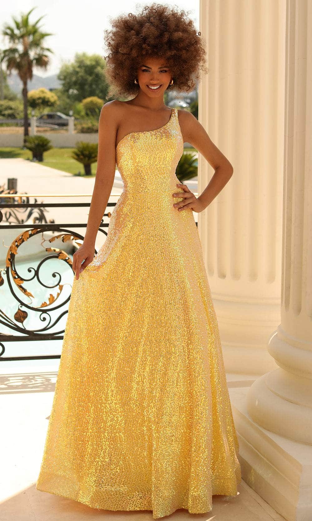 Image of Clarisse 810563 - Asymmetrical Sequined A-line Gown
