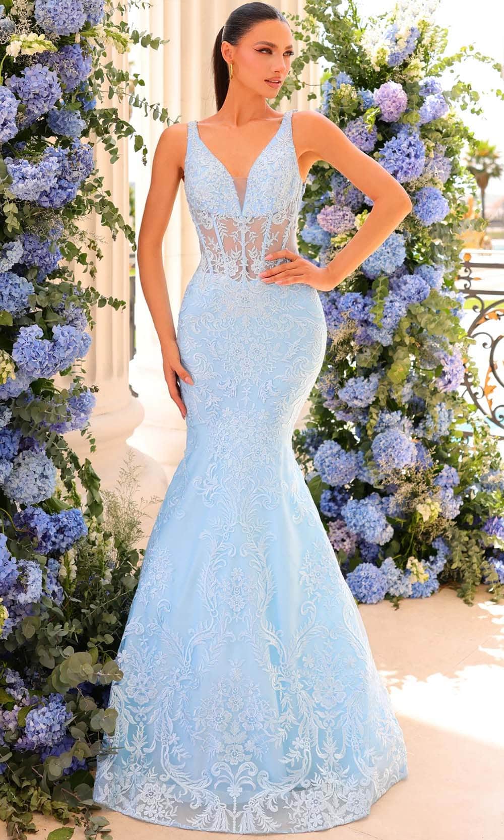 Image of Clarisse 810885 - Embroidered Mermaid Prom Gown