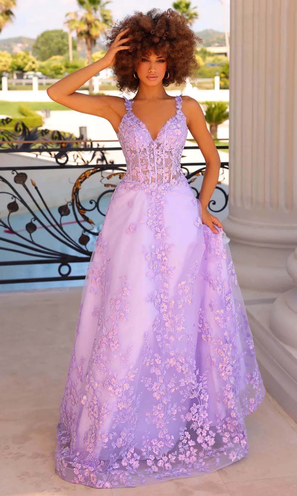 Image of Clarisse 810974 - Floral Sequin A-Line Prom Gown