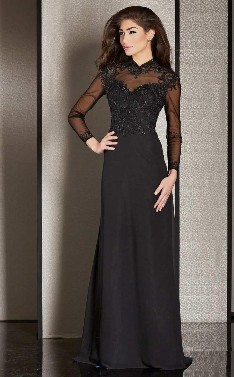 Image of Clarisse - M6212 Embroidered Illusion Long Sleeve Gown