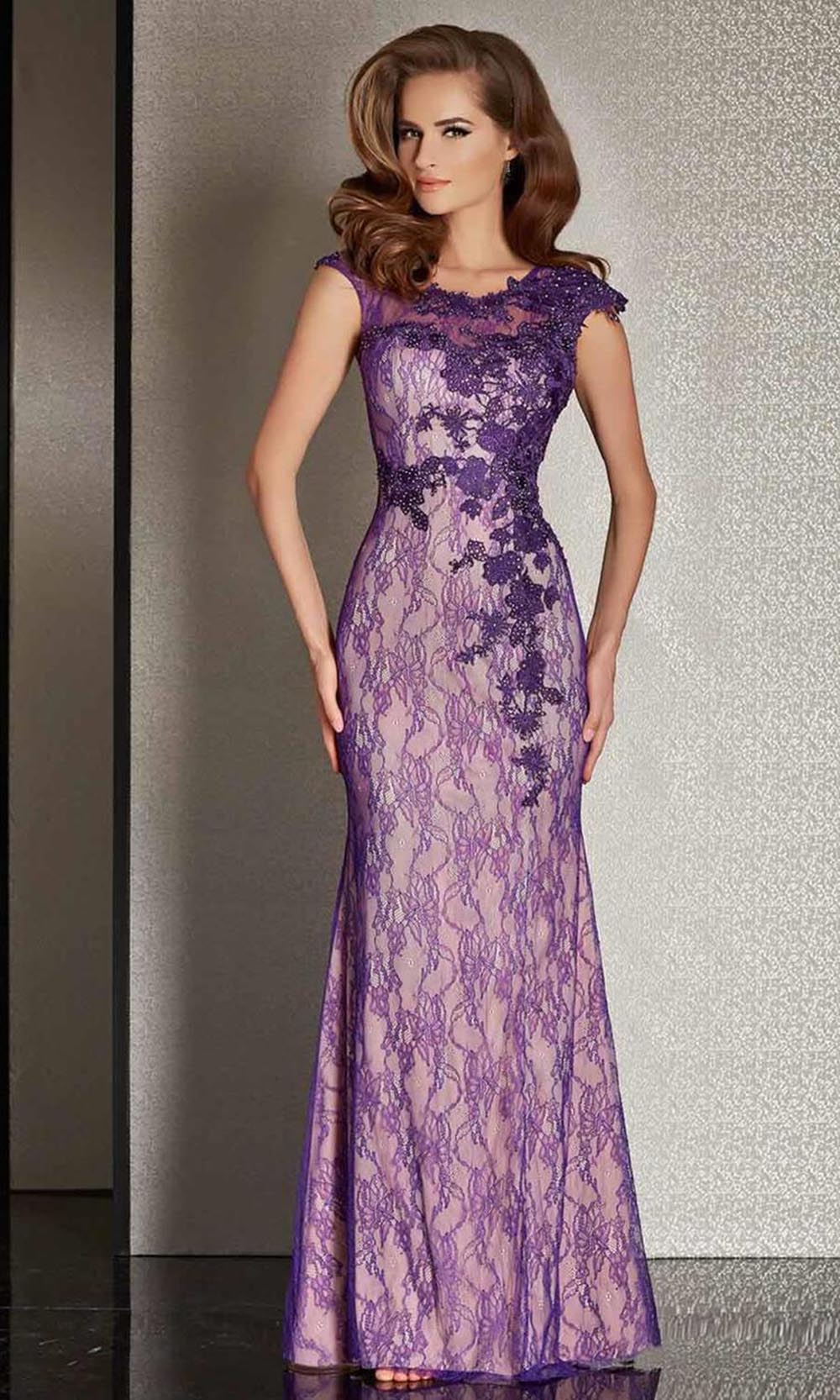 Image of Clarisse - M6236 Sheer Lace Applique Evening Gown