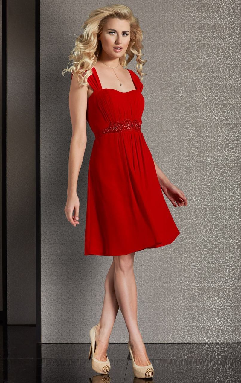 Image of Clarisse - M6261 Ruched Sweetheart Flare Dress