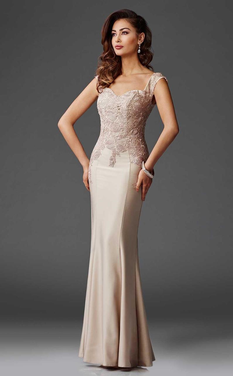 Image of Clarisse - M6416 Intricate Floral Applique Sheath Gown