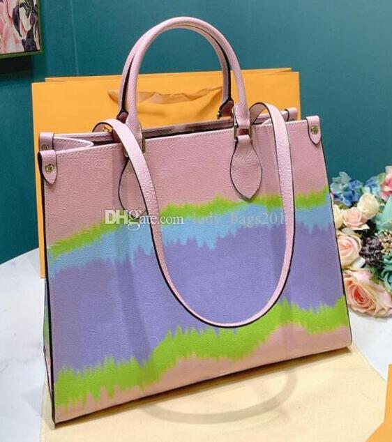 Image of Classic Women Bag Cloud Rainbow Contrast Color Shopping Bags Shoulder Beach Bag Real Leather Crossbody Purse Messenger Handbag
