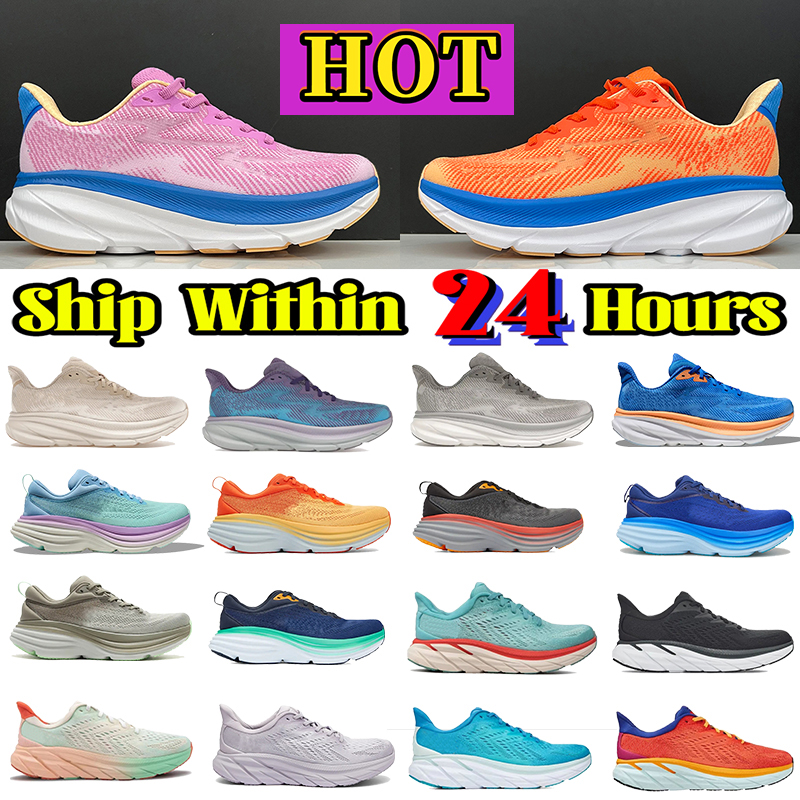 Image of Clifton 9 bondi 8 running shoes for men women designer sneakers triple black Shifting Sand cyclamen Anthracite hiking shoe mens womens outdo
