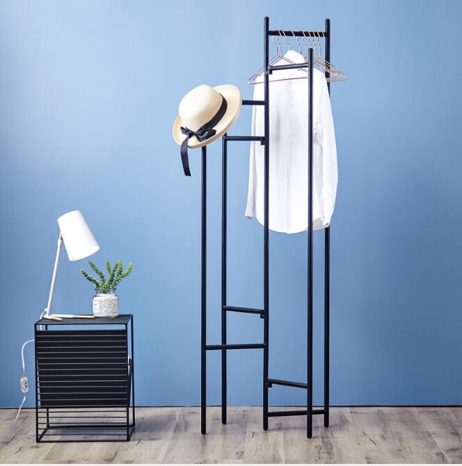 Image of Clothes Hat Racks Bedroom Furniture Nordic Simple Creative Cloth cap shelf Ground-type Iron Clothing Shop Exhibition Trial Room Hanging Rack