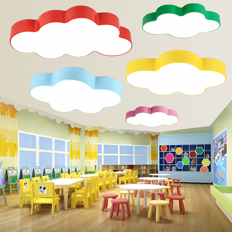 Image of Cloud led ceiling light simple modern children&#039s room bedroom ceiling lamp creative kindergarten nursery playground cartoon Surface Mounted